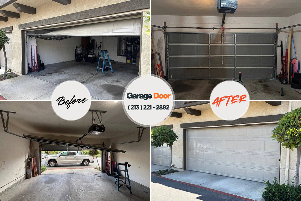 Before and after: garage door repair Tennille, GA